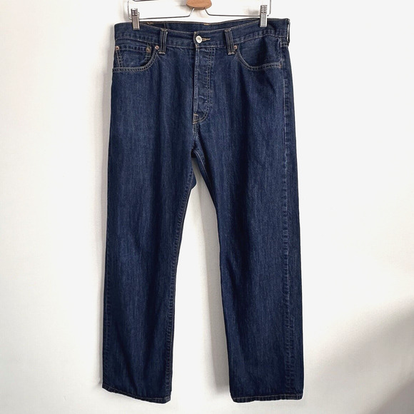 LEVIS 501 Mens Regular Straight Jeans 36 x 30 (Tag 36x32) Button Fly Blue Casual